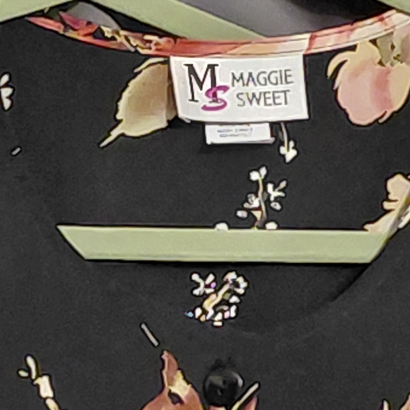 Maggie Sweet XL Floral Black Kimono Medium Petite Pantsuit Set - Picture 2 of 5